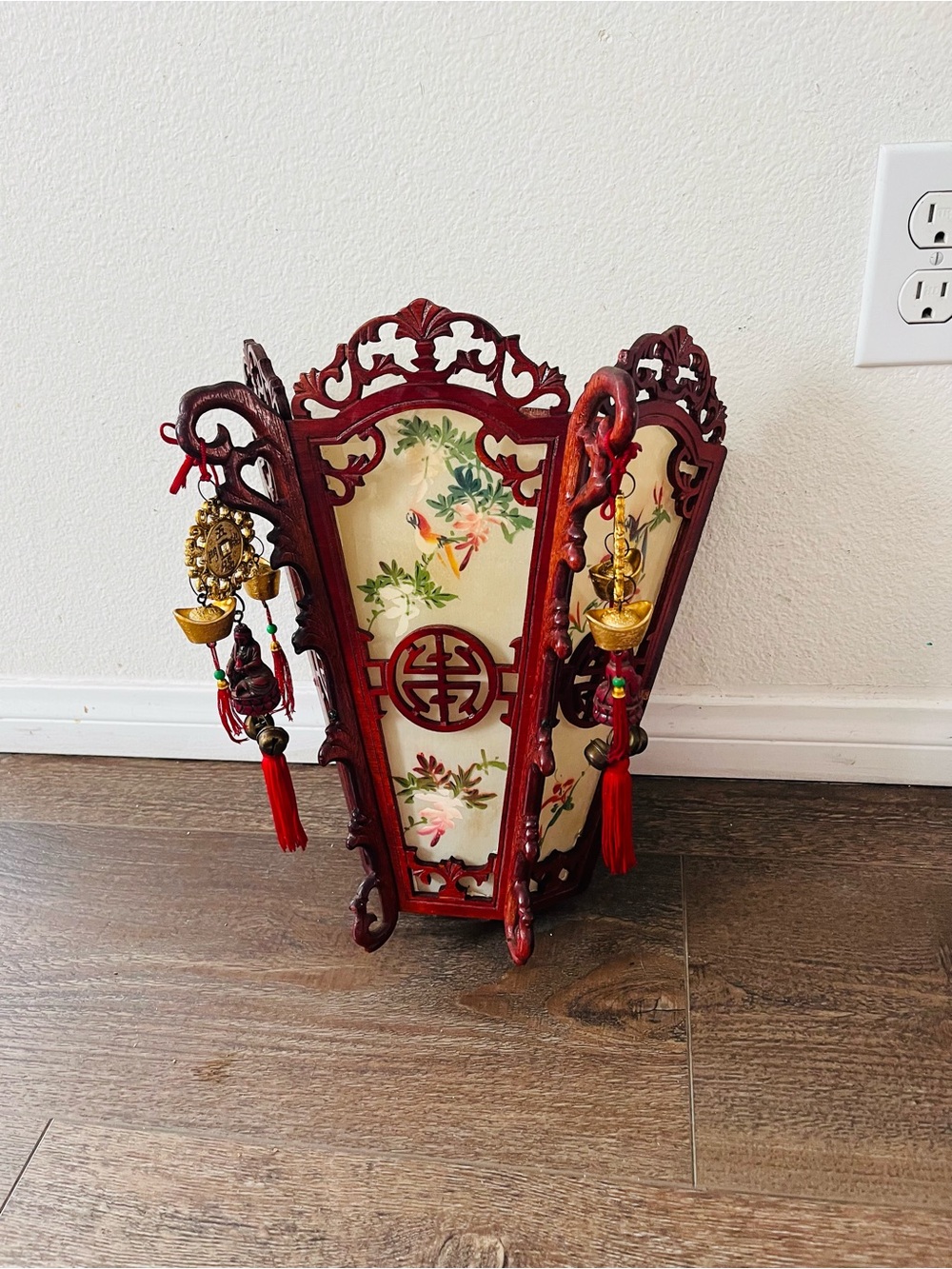 Red Wood Decorative Lantern with Tassels